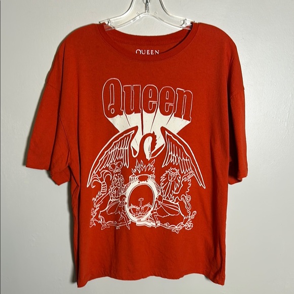 Queen Tops - QUEEN Band Official Merchandise Tee Shirt Adult Size Medium Orange Graphic Rock